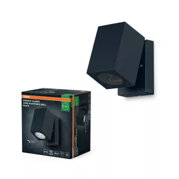   OSRAM ENDURA® állítható kocka oldalfali lámpa, kültéri, fekete, GU10, alumínium, IP44, hossz: 100 mm ( 4099854445989 )