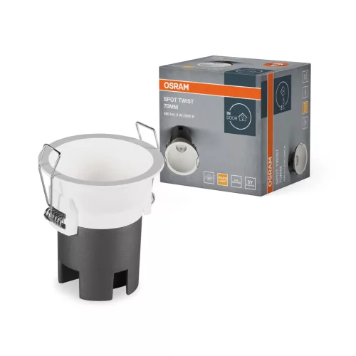 OSRAM beépíthető LED spot lámpa, beltéri, fehér, 400 lm, 5 W, 3000 K, alumínium és PC, IP20, átmérő: 70 mm ( 4099854446115 )
