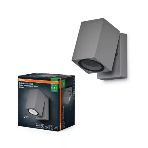OSRAM ENDURA® állítható kocka oldalfali lámpa, kültéri, ezüst, GU10, alumínium, IP44, hossz: 100 mm ( 4099854446252 )