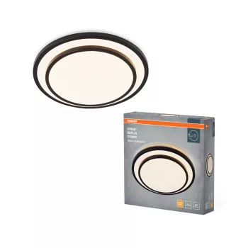   OSRAM Orbis Berlin kerek LED mennyezeti lámpa, beltéri, fekete, 1000 lm, 16 W, 3000 K, fém, IP20, átmérő: 293 mm, magasság: 65 mm ( 4099854446375 )