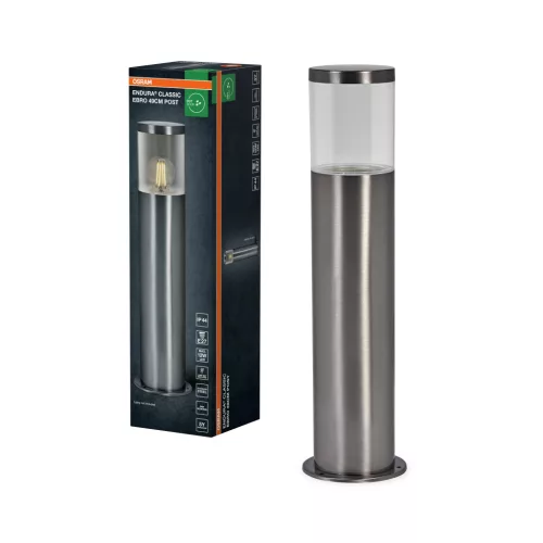OSRAM ENDURA® Ebro kerti álló lámpa, kültéri, acél, E27, rozsdamentes acél, IP44, magasság: 490 mm, átmérő: 130 mm ( 4099854446436 )