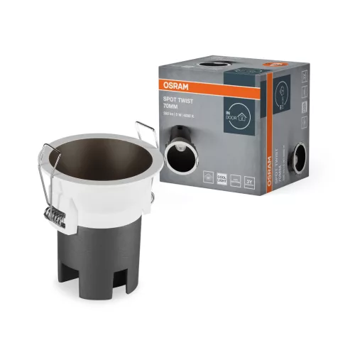 OSRAM beépíthető LED spot lámpa, beltéri, fekete, fehér, 350 lm, 5 W, 4000 K, alumínium és PC, IP20, átmérő: 70 mm ( 4099854446450 )