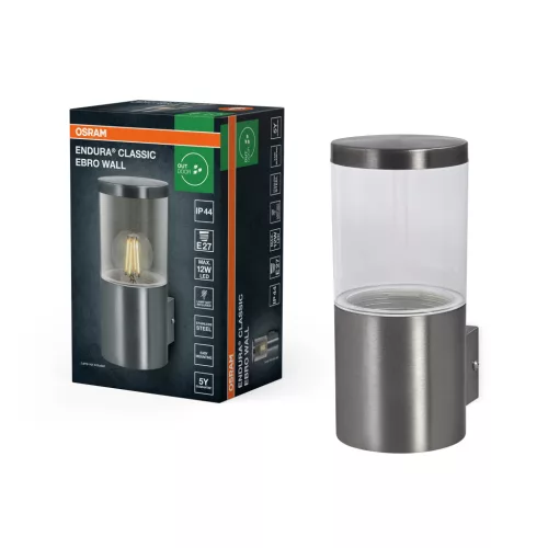 OSRAM ENDURA® Ebro oldalfali lámpa, kültéri, acél, E27, rozsdamentes acél, IP44, hossz: 230 mm ( 4099854446658 )
