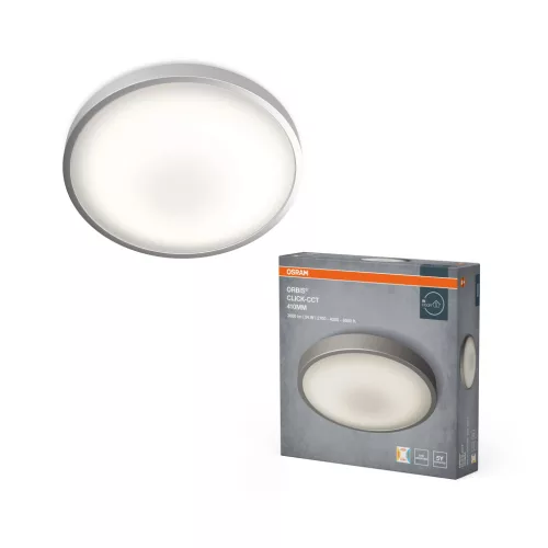 OSRAM Orbis kerek LED mennyezeti lámpa és fényerővel, beltéri, fehér, 1800 lm, 24 W, 2700 K / 4000 K / 6500 K, alumínium, IP20, átmérő: 410 mm, magasság: 80 mm, dimmelhető ( 4099854446917 )
