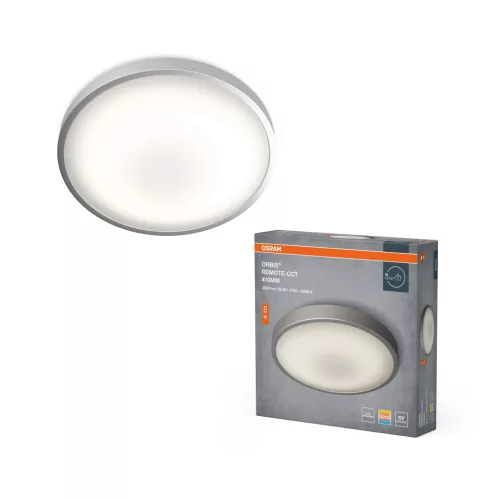 OSRAM Orbis kerek LED mennyezeti lámpa és fényerővel, beltéri, fehér, 1800 lm, 25 W, 2700–6500 K, alumínium, IP20, átmérő: 410 mm, magasság: 80 mm, távirányítóval dimmelhető ( 4099854446931 )