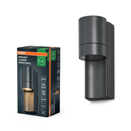 OSRAM ENDURA® Isidor oldalfali lámpa, kültéri, sötétszürke, GU10, alumínium, IP65, hossz: 170 mm ( 4099854447327 )