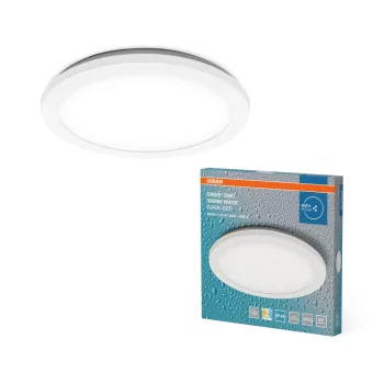   OSRAM Orbis Disc fürdőszobai LED mennyezeti lámpa, beltéri / fedett kültéri, fehér, 1800 lm, 22 W, 3000 K / 4000 K, (PC) és ABS, IP44, átmérő: 300 mm, kapcsolós színhőmérséklet ( 4099854447426 )