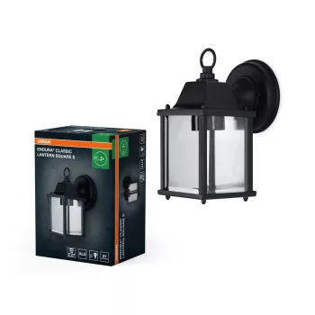   OSRAM ENDURA® négyzetes lámpás S méret, kültéri, fekete, E27, alumínium, IP44, magasság: 225 mm ( 4099854447440 )