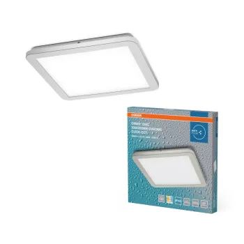   OSRAM Orbis Disc fürdőszobai LED mennyezeti lámpa, beltéri / fedett kültéri, króm, 1800 lm, 22 W, 3000 K / 4000 K, (PC) és ABS, IP44, méret: 300 × 300 mm, kapcsolós színhőmérséklet ( 4099854447464 )