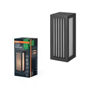   OSRAM ENDURA® Radick oldalfali lámpa, kültéri, sötétszürke, E27, alumínium, IP65, hossz: 250 mm ( 4099854447549 )