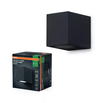   OSRAM ENDURA® négyzetes lefelé világító oldalfali lámpa, kültéri, fekete, GU10, alumínium, IP44, hossz: 92 mm ( 4099854447587 )