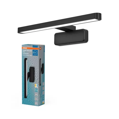 OSRAM Orbis Disc Bar fürdőszobai tükörmegvilágító LED lámpa, beltéri / fedett kültéri, fekete, 300 lm, 7 W, 3000 K / 4000 K, alumínium, IP44, magasság: 400 mm, kapcsolós színhőmérséklet ( 4099854447662 )