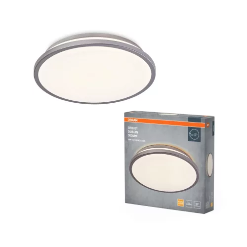 OSRAM Orbis Dublin kerek LED mennyezeti lámpa, beltéri, ezüst, 1100 lm, 16 W, 3000 K, fém, IP20, átmérő: 295 mm, magasság: 60 mm ( 4099854447709 )