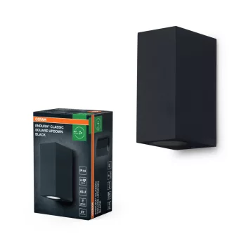   OSRAM ENDURA® négyzetes fel-le világító oldalfali lámpa, kültéri, fekete, GU10, alumínium, IP44, hossz: 92 mm ( 4099854447723 )