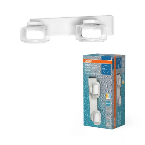 OSRAM Orbis Flame fürdőszobai LED oldalfali lámpa, beltéri / fedett kültéri, fehér, 700 lm, 11 W, 3000 K / 4000 K, fém és üveg, IP44, hossz: 300 mm, kapcsolós színhőmérséklet ( 4099854447822 )