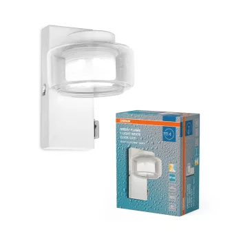   OSRAM Orbis Flame fürdőszobai LED oldalfali lámpa, beltéri / fedett kültéri, fehér, 350 lm, 5,5 W, 3000 K / 4000 K, fém és üveg, IP44, hossz: 150 mm, kapcsolós színhőmérséklet ( 4099854448041 )