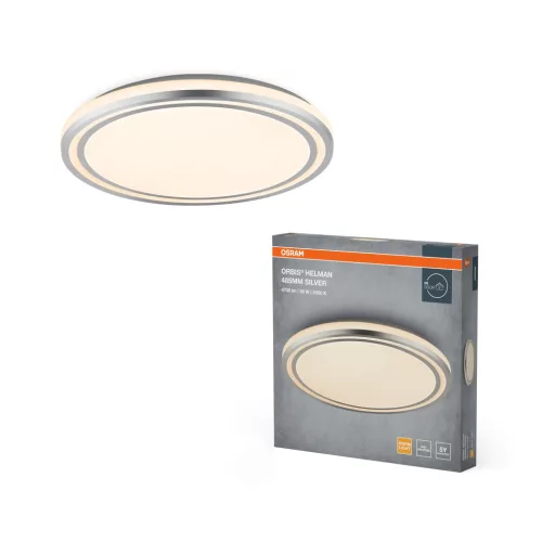 OSRAM Orbis Helman kerek LED oldalfali lámpa, beltéri, ezüst, 2500 lm, 36 W, 3000 K, fém, IP20, átmérő: 485 mm, magasság: 65 mm ( 4099854448102 )