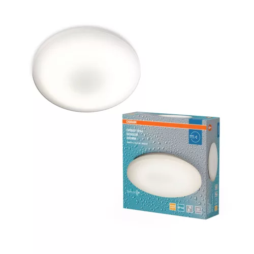 OSRAM Orbis IP44 kerek LED mennyezeti lámpa, beltéri / fedett kültéri, fehér, 1100 lm, 15,5 W, 3000 K, alumínium, IP44, átmérő: 300 mm, magasság: 83 mm, UGR 22 ( 4099854448126 )