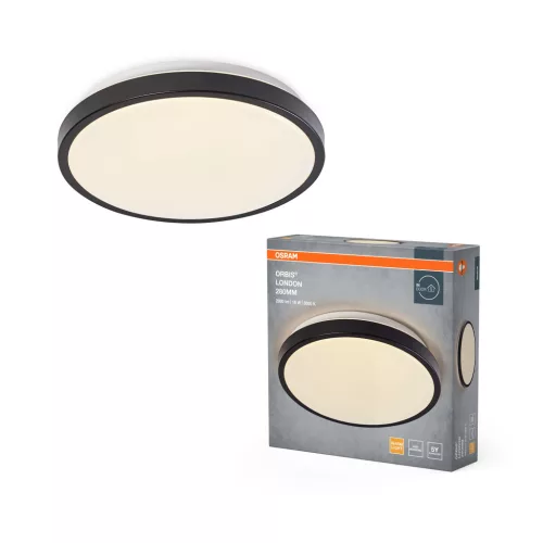 OSRAM Orbis London kerek LED mennyezeti lámpa, beltéri, fekete, 1000 lm, 16 W, 3000 K, fém, IP20, átmérő: 280 mm, magasság: 70 mm ( 4099854448348 )