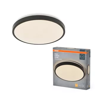   OSRAM Orbis London kerek LED mennyezeti lámpa, beltéri, fekete, 1450 lm, 24 W, 3000 K, fém, IP20, átmérő: 395 mm, magasság: 75 mm ( 4099854448393 )