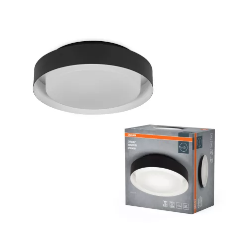 OSRAM Orbis Madrid kerek mennyezeti lámpa, beltéri, fehér, fekete, 2 × E27, acél, IP20, átmérő: 290 mm, magasság: 80 mm ( 4099854448478 )
