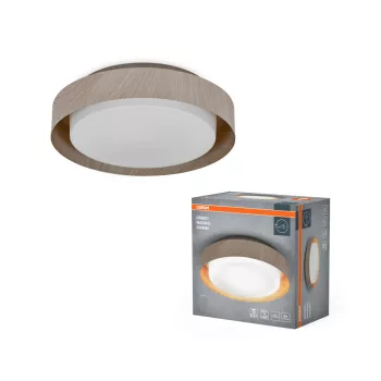   OSRAM Orbis Madrid kerek mennyezeti lámpa, beltéri, fa dekor, 2 × E27, acél, IP20, átmérő: 290 mm, magasság: 80 mm ( 4099854448515 )