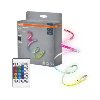   OSRAM dekoratív hangvezérelhető LED szalag távirányítóval, meleg fehér és RGB, beltéri, fehér, 20 W, (PU), IP20, hossz: 5000 mm, dimmelhető ( 4099854448614 )