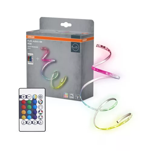 OSRAM dekoratív hangvezérelhető LED szalag távirányítóval, meleg fehér és RGB, beltéri, fehér, 20 W, (PU), IP20, hossz: 5000 mm, dimmelhető ( 4099854448614 )