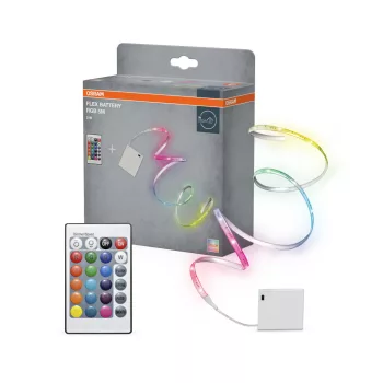   OSRAM akkumulátoros LED szalag távirányítóval, RGB, beltéri, fehér, 5 W, műanyag, IP20, hossz: 5000 mm, dimmelhető ( 4099854448676 )