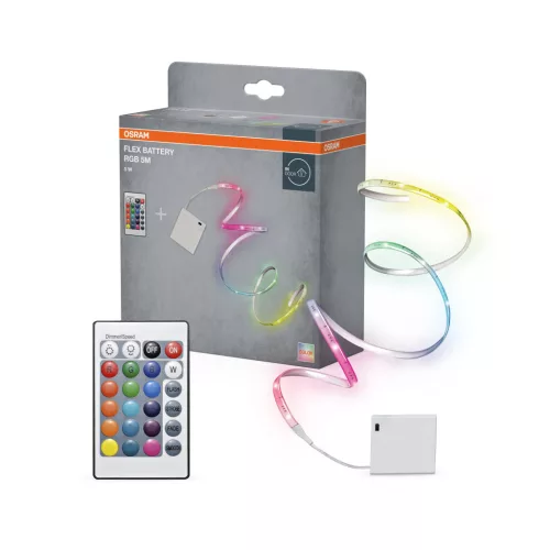 OSRAM akkumulátoros LED szalag távirányítóval, RGB, beltéri, fehér, 5 W, műanyag, IP20, hossz: 5000 mm, dimmelhető ( 4099854448676 )