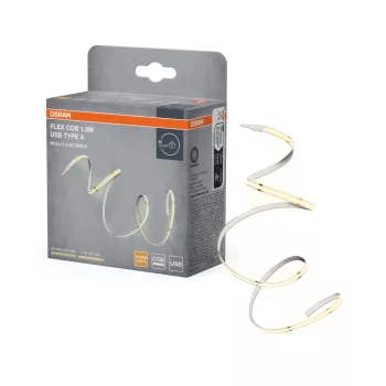   OSRAM USB COB LED szalag A típusú csatlakozóval, beltéri, sárga, 80 lm, 1,5 W, 3000 K, szilikon, IP20, hossz: 1500 mm ( 4099854448874 )