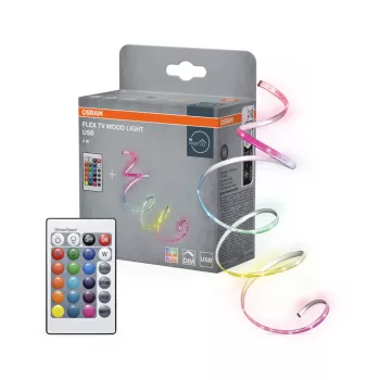   OSRAM TV hangulatfény LED szalag USB távirányítóval, RGB, beltéri, fehér, 4 W, műanyag, IP20, hossz: 1500 mm, dimmelhető ( 4099854449031 )