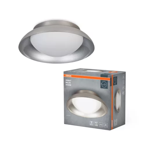 OSRAM Orbis Milan kerek mennyezeti lámpa, beltéri, nikkel, 2 × E27, acél, IP20, átmérő: 305 mm, magasság: 100 mm ( 4099854449307 )