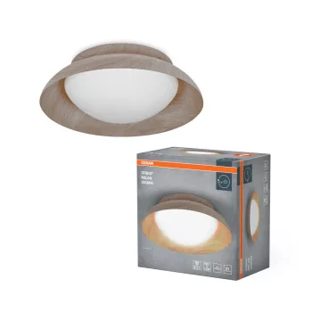   OSRAM Orbis Milan kerek mennyezeti lámpa, beltéri, fa dekor, 2 × E27, acél, IP20, átmérő: 305 mm, magasság: 100 mm ( 4099854449321 )