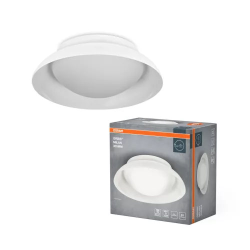 OSRAM Orbis Milan kerek mennyezeti lámpa, beltéri, fehér, 2 × E27, acél, IP20, átmérő: 305 mm, magasság: 100 mm ( 4099854449345 )