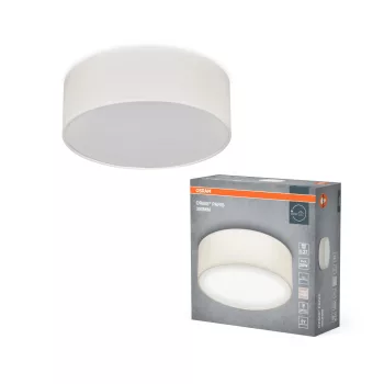   OSRAM Orbis Paris kerek mennyezeti lámpa, beltéri, bézs, E27, acél és textil és PVC, IP20, átmérő: 300 mm, magasság: 105 mm ( 4099854449369 )