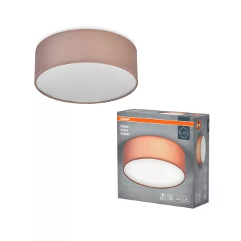   OSRAM Orbis Paris kerek mennyezeti lámpa, beltéri, barna, E27, acél és textil és PVC, IP20, átmérő: 300 mm, magasság: 105 mm ( 4099854449406 )