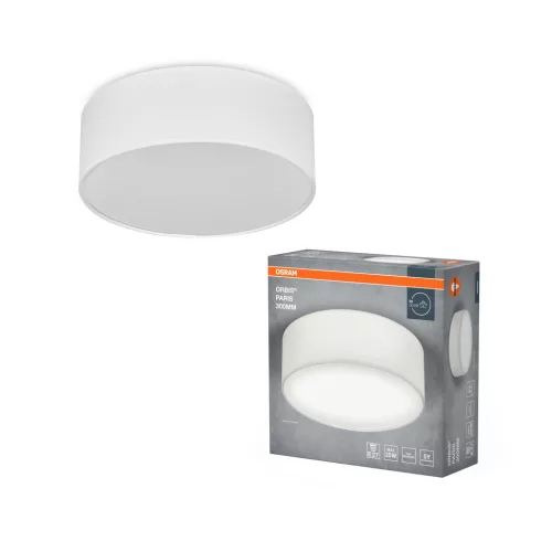 OSRAM Orbis Paris kerek mennyezeti lámpa, beltéri, fehér, E27, acél és textil és PVC, IP20, átmérő: 300 mm, magasság: 105 mm ( 4099854449420 )