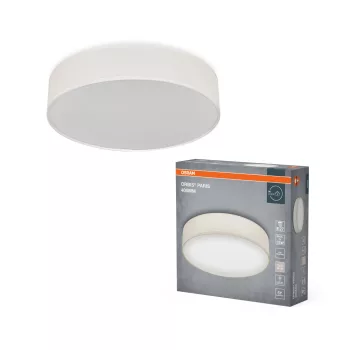  OSRAM Orbis Paris kerek mennyezeti lámpa, beltéri, bézs, 2 × E27, acél és textil és PVC, IP20, átmérő: 400 mm, magasság: 105 mm ( 4099854449444 )