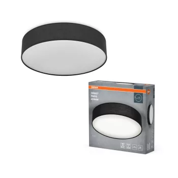   OSRAM Orbis Paris kerek mennyezeti lámpa, beltéri, fekete, 2 × E27, acél és textil és PVC, IP20, átmérő: 400 mm, magasság: 105 mm ( 4099854449468 )