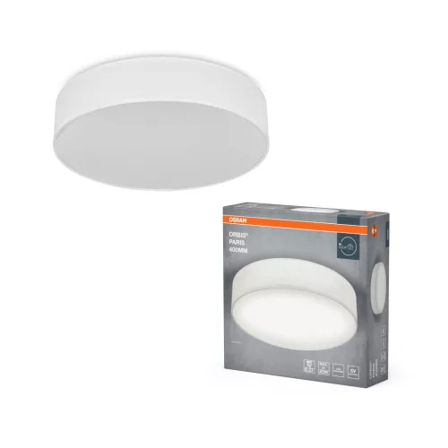 OSRAM Orbis Paris kerek mennyezeti lámpa, beltéri, fehér, 2 × E27, acél és textil és PVC, IP20, átmérő: 400 mm, magasság: 105 mm ( 4099854449505 )