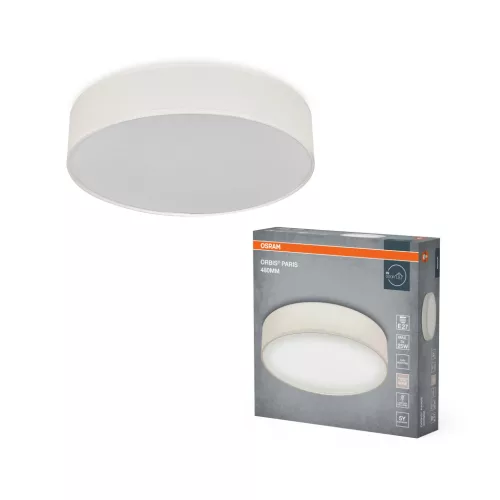 OSRAM Orbis Paris kerek mennyezeti lámpa, beltéri, bézs, 3 × E27, acél és textil és PVC, IP20, átmérő: 480 mm, magasság: 105 mm ( 4099854449529 )