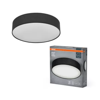   OSRAM Orbis Paris kerek mennyezeti lámpa, beltéri, fekete, 3 × E27, acél és textil és PVC, IP20, átmérő: 480 mm, magasság: 105 mm ( 4099854449543 )