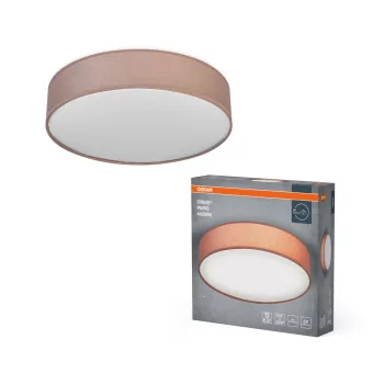   OSRAM Orbis Paris kerek mennyezeti lámpa, beltéri, barna, 3 × E27, acél és textil és PVC, IP20, átmérő: 480 mm, magasság: 105 mm ( 4099854449567 )