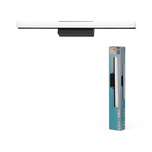 OSRAM Orbis Mirror fürdőszobai LED tükörmegvilágító lámpa, beltéri / fedett kültéri, fekete, 950 lm, 10 W, 3000 K / 4000 K, akril és alumínium, IP44, hossz: 600 mm, kapcsolós színhőmérséklet és dimmelhető ( 4099854449680 )