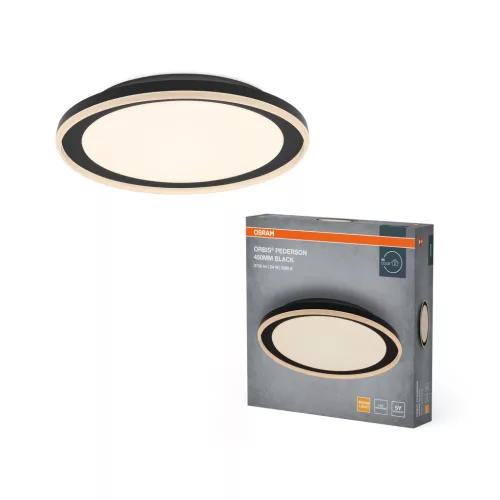 OSRAM Orbis Pederson kerek LED oldalfali lámpa, beltéri, fekete, 1450 lm, 24 W, 3000 K, fém, IP20, átmérő: 450 mm, magasság: 80 mm ( 4099854449765 )
