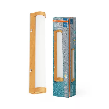   OSRAM Orbis cső LED fürdőszobai mennyezeti / fali lámpa, beltéri / fedett kültéri, fa dekor, 900 lm, 9 W, 3000–4000 K, ABS, (PC) és alumínium, IP44, hossz: 400 mm, kapcsolós színhőmérséklet ( 4099854450587 )