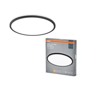   OSRAM Orbis Ultra keskeny kerek LED mennyezeti lámpa, beltéri, fekete, 1740 lm, 22 W, 3000 K, műanyag, IP20, átmérő: 400 mm, magasság: 27 mm, UGR < 25, kattintásos dimmelhető ( 4099854450808 )