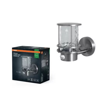   OSRAM ENDURA® Post fel-világító oldalfali lámpa mozgásérzékelővel, kültéri, fekete/arany, E27, alumínium, IP44, hossz: 212 mm, magasság: 127 mm ( 4099854452291 )