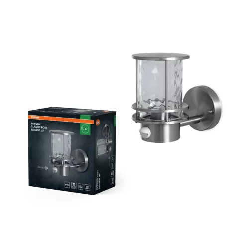 OSRAM ENDURA® Post fel-világító oldalfali lámpa mozgásérzékelővel, kültéri, fekete/arany, E27, alumínium, IP44, hossz: 212 mm, magasság: 127 mm ( 4099854452291 )